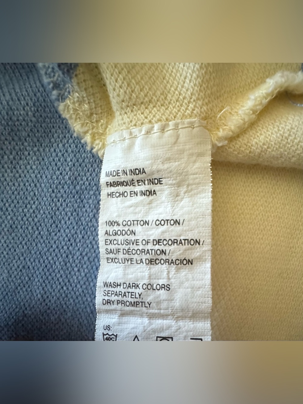 Izod Men’s Light Blue and Yellow Horizontal Stripe Polo - Picture 8 of 8